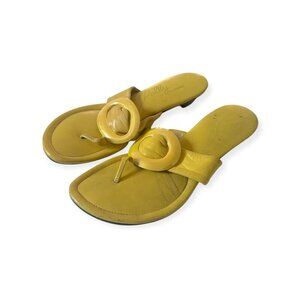 Vintage Polly of California Yellow Leather Sandals w/ metal Ring - Size 6.5-7